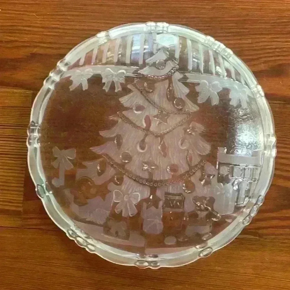 Block Crystal Christmas Day Serving Tray..Vintage - Picture 5 of 7